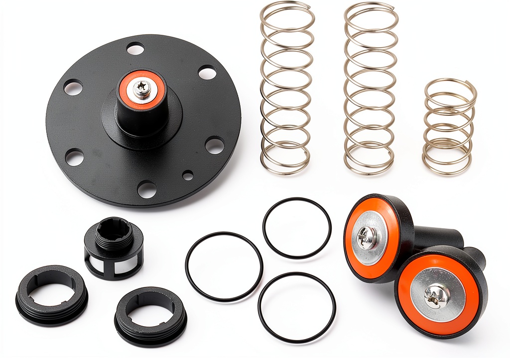 CNSPEED backflow preventer repair kit components displayed on a workbench