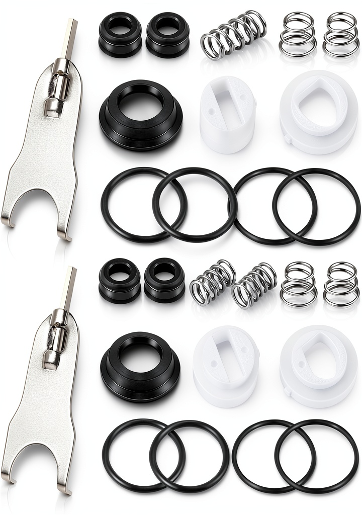 Dreyoo Faucet Repair Kit components laid out on a workbench