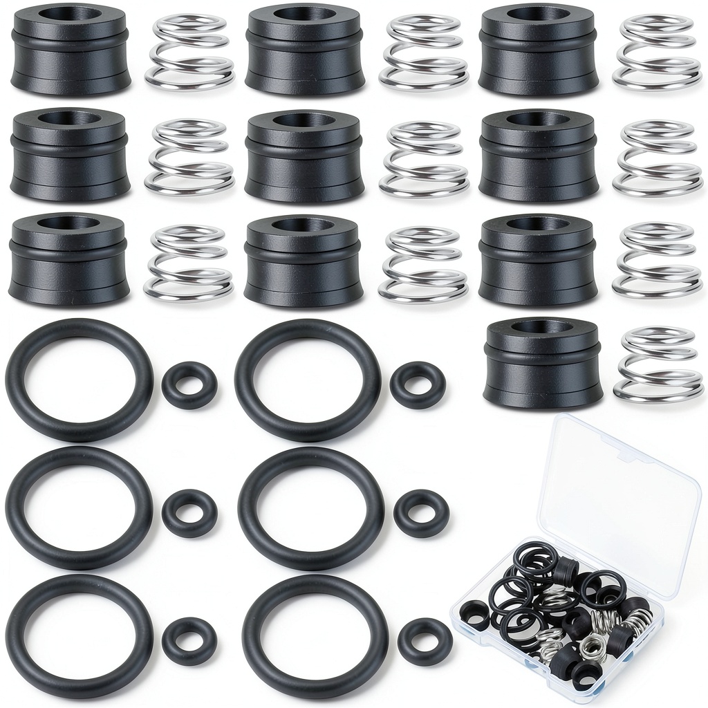 'Hotop RP4993 faucet repair kit components displayed on a workbench'