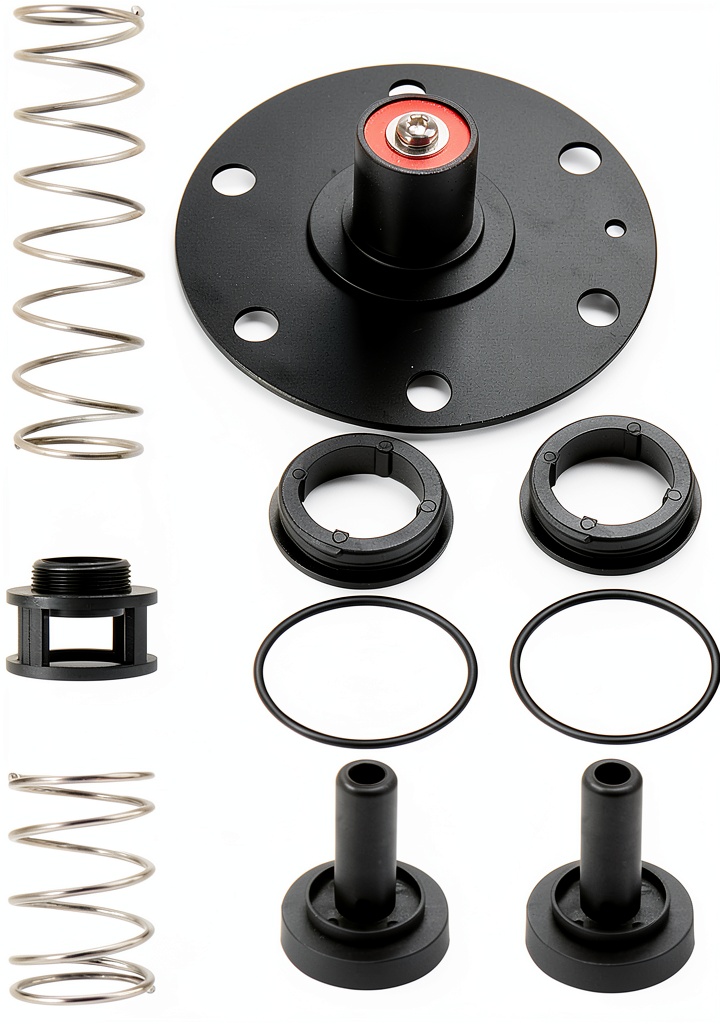 Seork backflow repair kit components laid out on a workbench