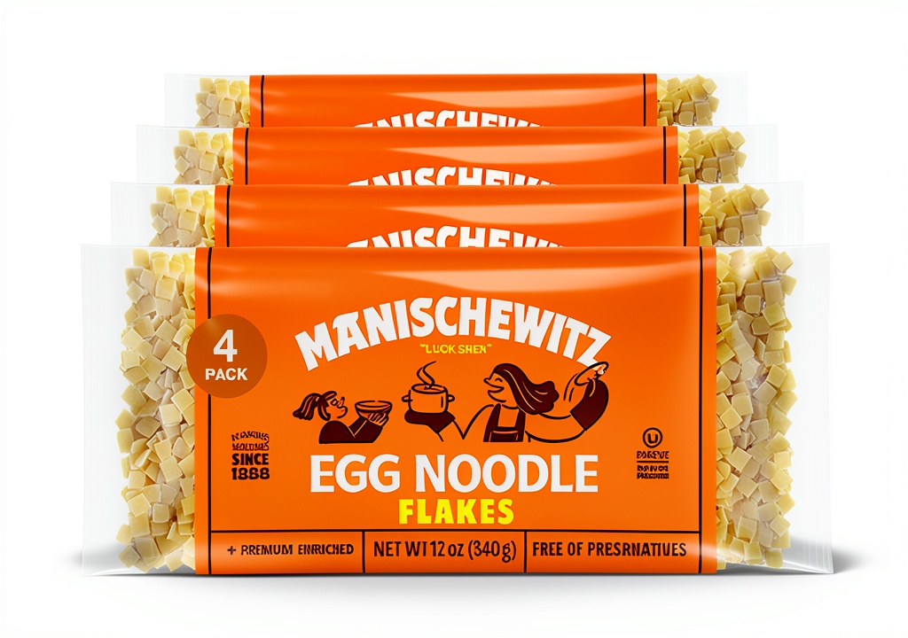 Package of egg noodles displayed on a kitchen counter