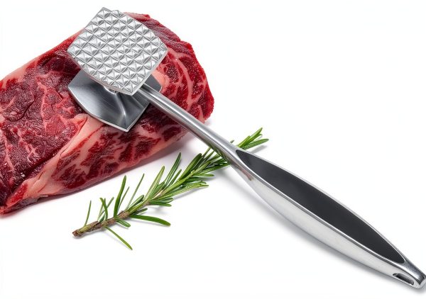 Meat Tenderizer Mallet Aliglow Double‑Sided Zinc Alloy 8.9‑Inch Silver-6