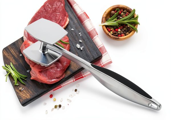 Meat Tenderizer Mallet Aliglow Double‑Sided Zinc Alloy 8.9‑Inch Silver-4