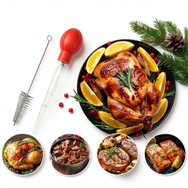 OLESBUR Turkey Baster 28ml Food Grade Silicone Bulb Kitchen Tool-4