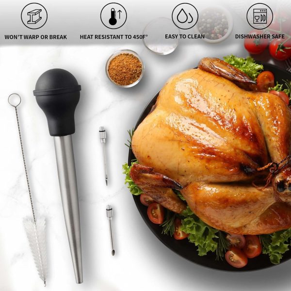 Zulay Kitchen Stainless Steel Turkey Baster Dual Needle 5.5oz Classic-1