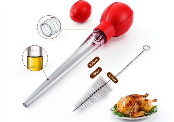 OLESBUR Turkey Baster 28ml Food Grade Silicone Bulb Kitchen Tool-3
