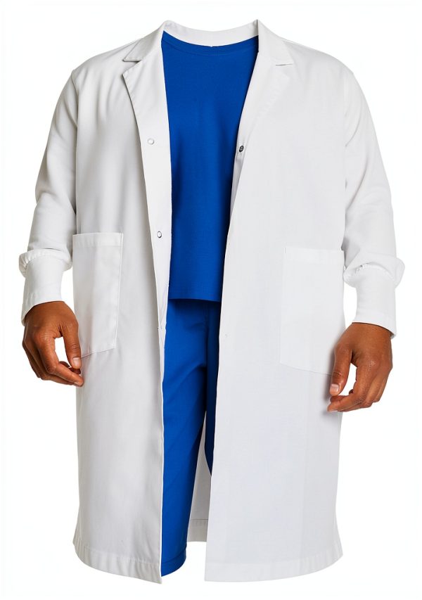 Landau Unisex Relaxed Fit Full Length Lab Coat White Multiple Sizes-4