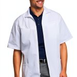 CHEROKEE Mens Zip Front Jacket White Scrub Coat with Chest Pockets-0