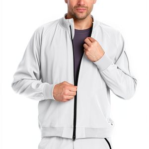 BARCO One Men's 0405 Pocket Zip Up Scrub Jacket White 4X-Large-0