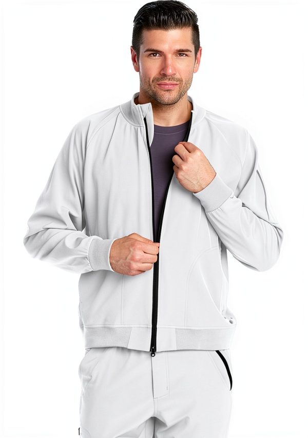 BARCO One Men's 0405 Pocket Zip Up Scrub Jacket White 4X-Large-0