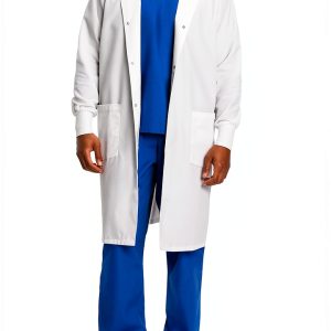 Landau Unisex Relaxed Fit Full Length Lab Coat White Multiple Sizes-0