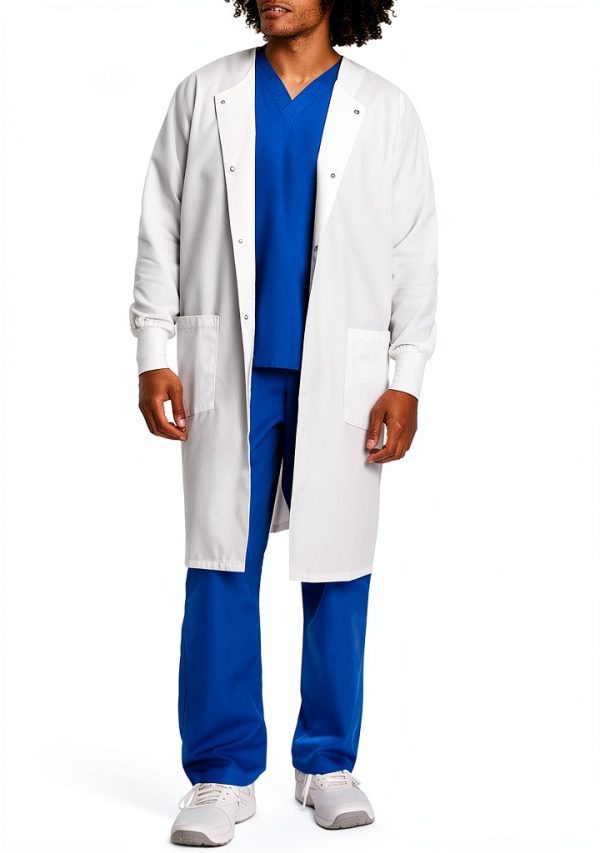 Landau Unisex Relaxed Fit Full Length Lab Coat White Multiple Sizes-0
