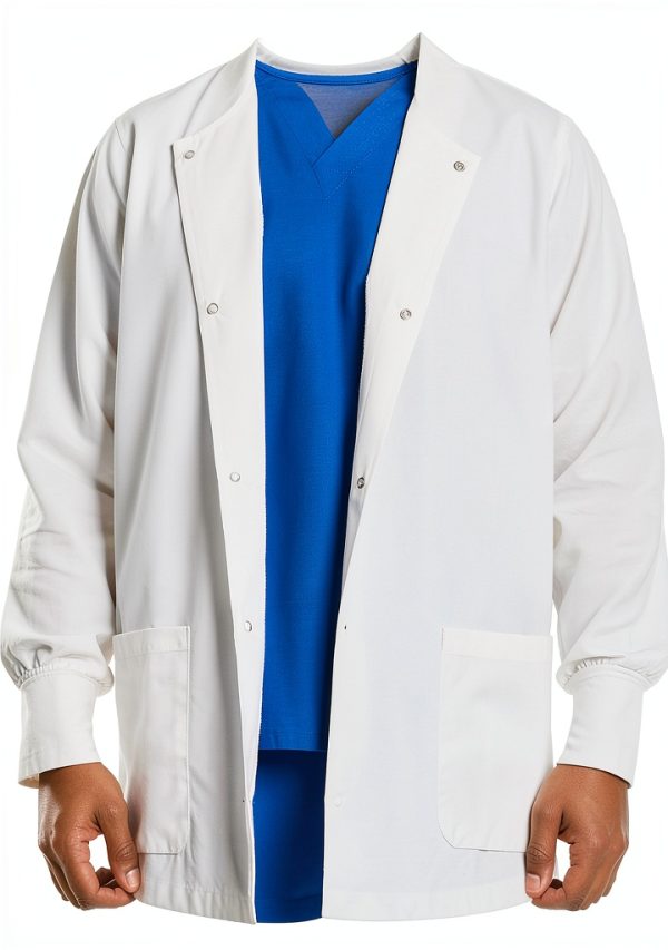 Landau Unisex Relaxed Fit Full Length Lab Coat White Multiple Sizes-3