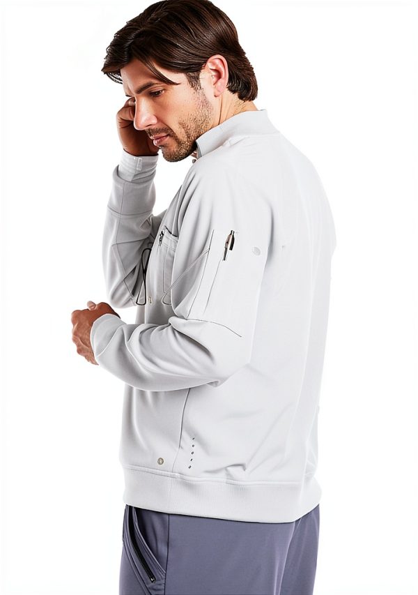 BARCO One Men's 0405 Pocket Zip Up Scrub Jacket White 4X-Large-1