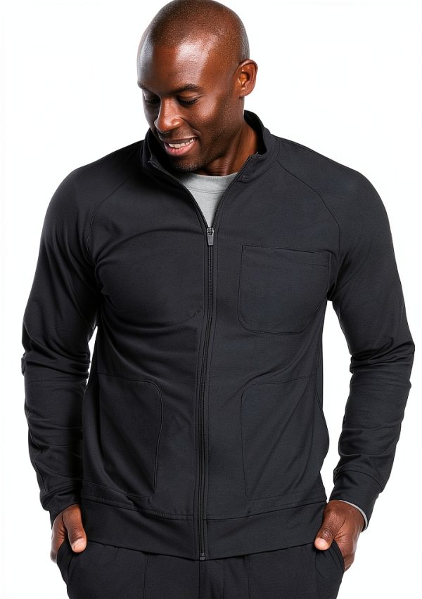 Cherokee Scrub Jacket Men Zip Front 360° Stretch 3 Pocket CK333-0