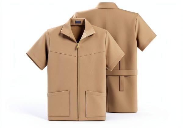 CHEROKEE Mens Zip Front Jacket White Scrub Coat with Chest Pockets-4