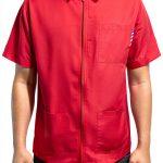 Professional Barber Jacket Red Half Sleeve by Abu Talha Lightweight-0