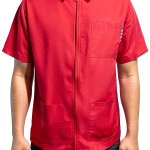 Professional Barber Jacket Red Half Sleeve by Abu Talha Lightweight-0