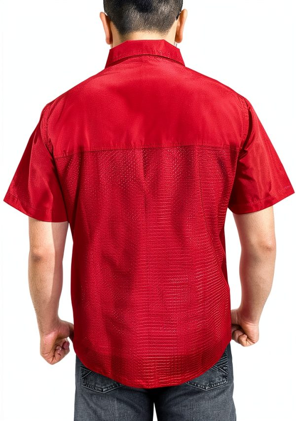 Professional Barber Jacket Red Half Sleeve by Abu Talha Lightweight-2
