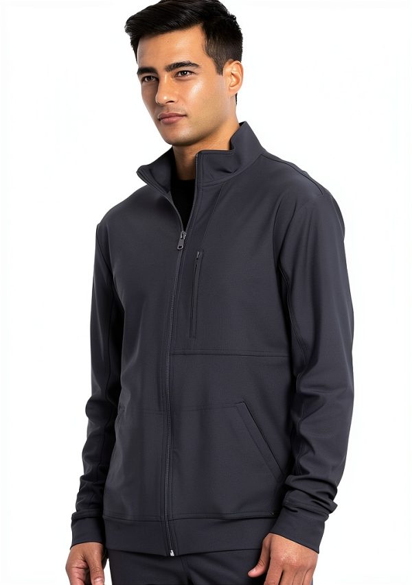 Cherokee Mens Scrub Jacket with Collar, Zipper Front & 4 Pockets-1