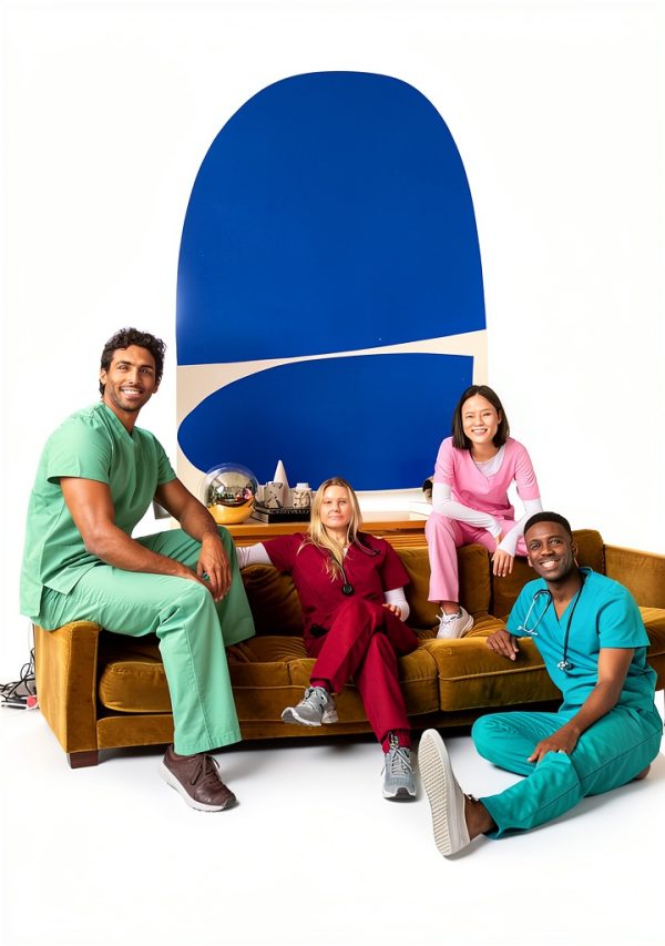 Adar Universal Scrubs for Men - Zippered Short Sleeved Scrub Jacket-7