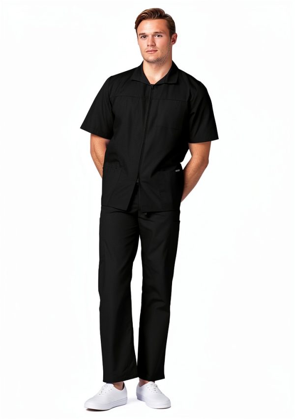 Adar Universal Scrubs for Men - Zippered Short Sleeved Scrub Jacket-4