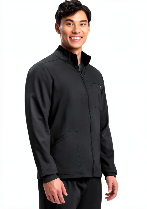 Cherokee Scrub Jacket Men's Zip Front Jacket with 5 Pockets, Bungee Loop, Rib-Knit Cuffs, Soft 2-Way Stretch Fabric - WW320-3
