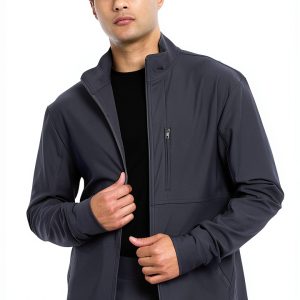 Cherokee Mens Scrub Jacket with Collar, Zipper Front & 4 Pockets-0