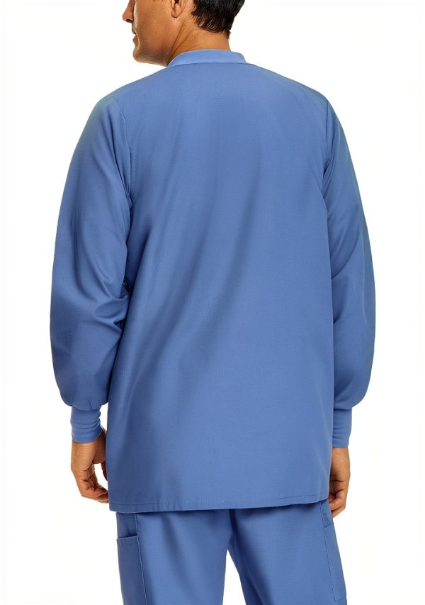 Landau mens Relaxed Fit 5-Pocket Snap-Front Scrub Jacket Large Grape-2