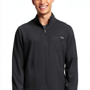 Cherokee Scrub Jacket Men's Zip Front Jacket with 5 Pockets, Bungee Loop, Rib-Knit Cuffs, Soft 2-Way Stretch Fabric - WW320-0