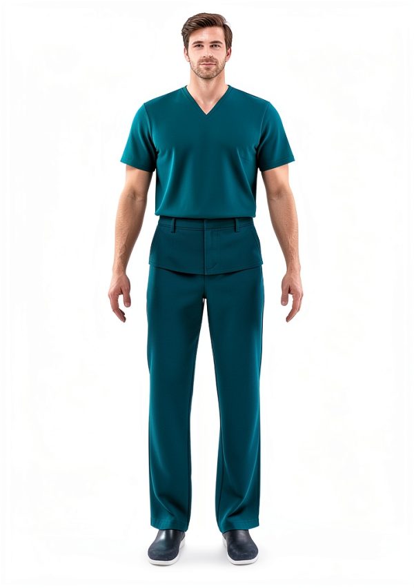 Adar Universal Scrubs for Men - Zippered Short Sleeved Scrub Jacket-6