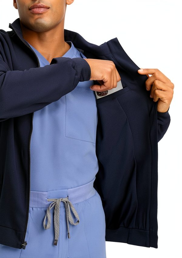 Fabletics Men's Foundation Scrub Jacket MotionTech Lightweight Navy-5