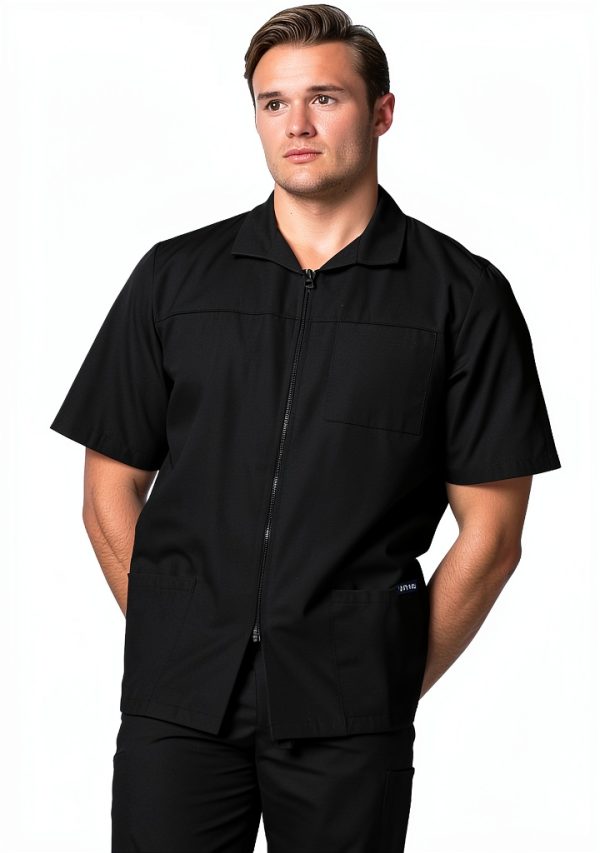 Adar Universal Scrubs for Men - Zippered Short Sleeved Scrub Jacket-1