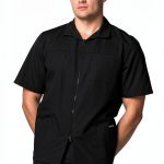 Adar Universal Scrubs for Men - Zippered Short Sleeved Scrub Jacket-0