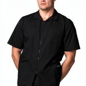 Adar Universal Scrubs for Men - Zippered Short Sleeved Scrub Jacket-0