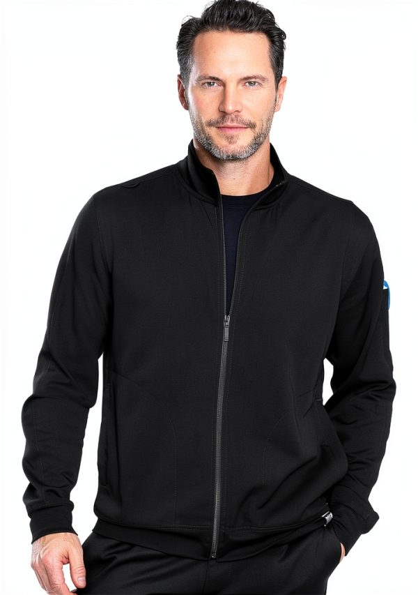 Med Couture Men's Warm-Up Jacket with 3 Pockets, Zip Front Closure and 2-Way Stretch Fabric - MC7678-0