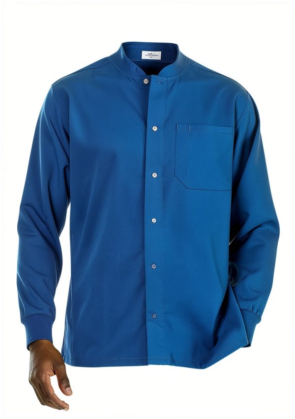 Mens Warm up Jacket WonderWink Scrub with Soft Rib Collar and Pockets-2