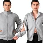 Mens Sherpa Lined Dialysis Jacket CEBIL Gray Stand Collar Zip Access-0