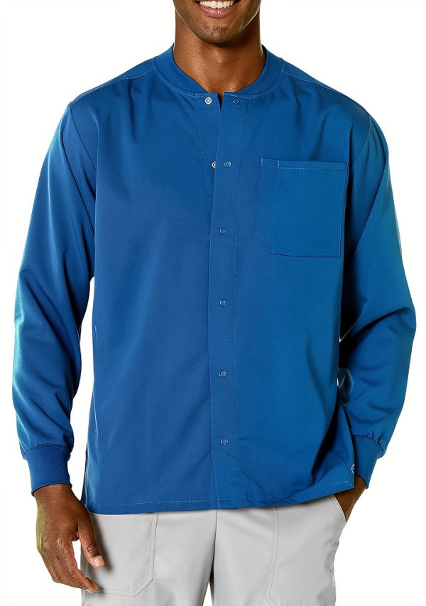 Mens Warm up Jacket WonderWink Scrub with Soft Rib Collar and Pockets-0