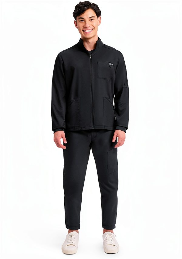 Cherokee Scrub Jacket Men's Zip Front Jacket with 5 Pockets, Bungee Loop, Rib-Knit Cuffs, Soft 2-Way Stretch Fabric - WW320-4