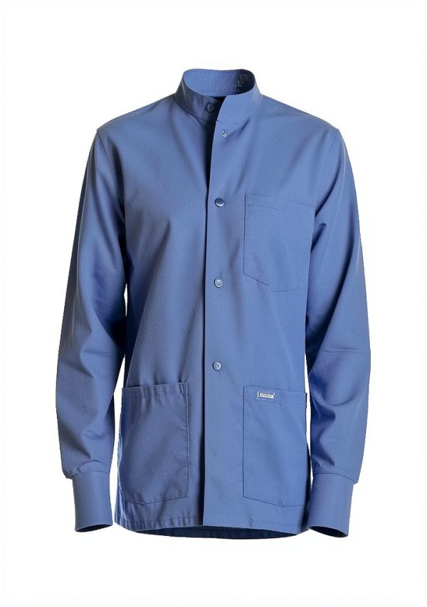 Landau mens Relaxed Fit 5-Pocket Snap-Front Scrub Jacket Large Grape-1