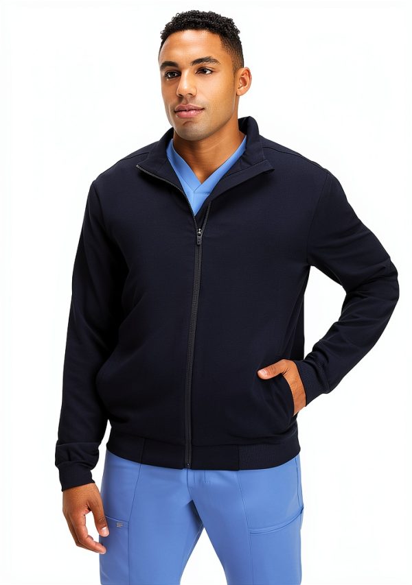 Fabletics Men's Foundation Scrub Jacket MotionTech Lightweight Navy-1