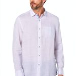 Johnston Murphy Slub Linen Scrub Jacket with Pocket & Contrast Trim-0