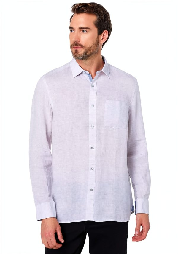 Johnston Murphy Slub Linen Scrub Jacket with Pocket & Contrast Trim-0