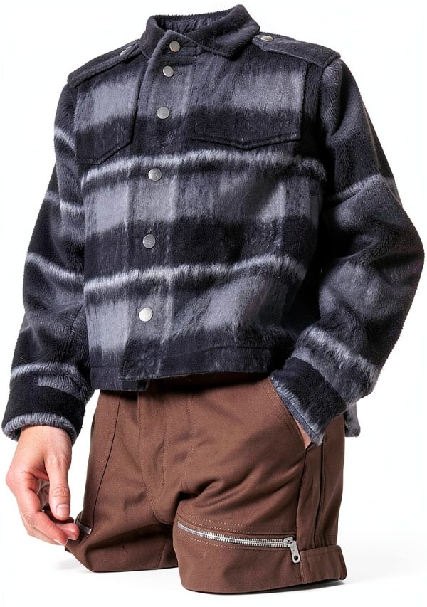 mnml Men's Brushed Flannel Jacket - Multi-Color Plaid, Black/Grey-4